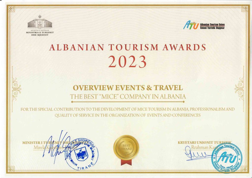 Albanian Tourism Awards 2023, Best MICE Company in Albania