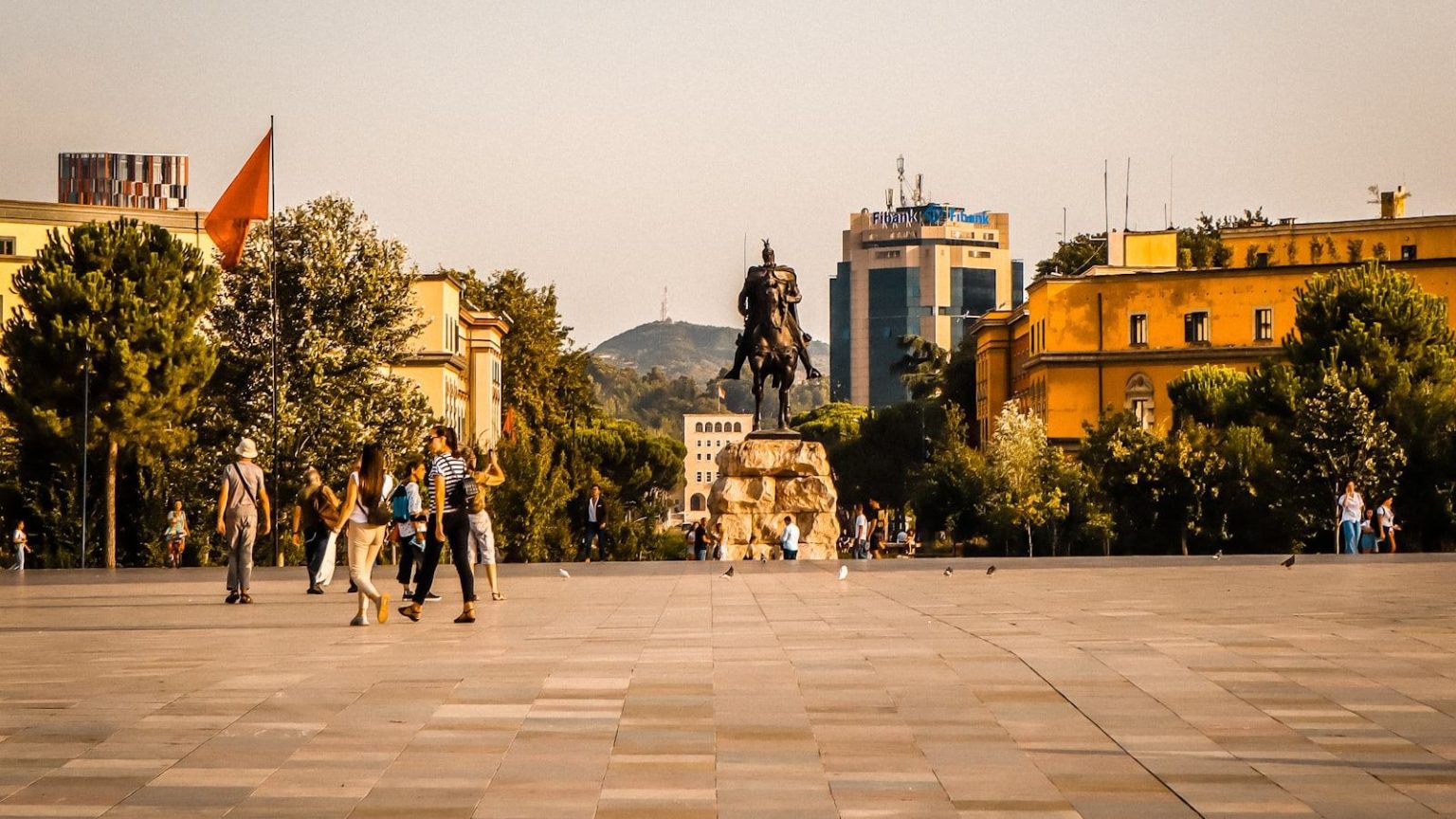 Skanderbeg Square in central Tirana, the arrival hub for most Albania programmes