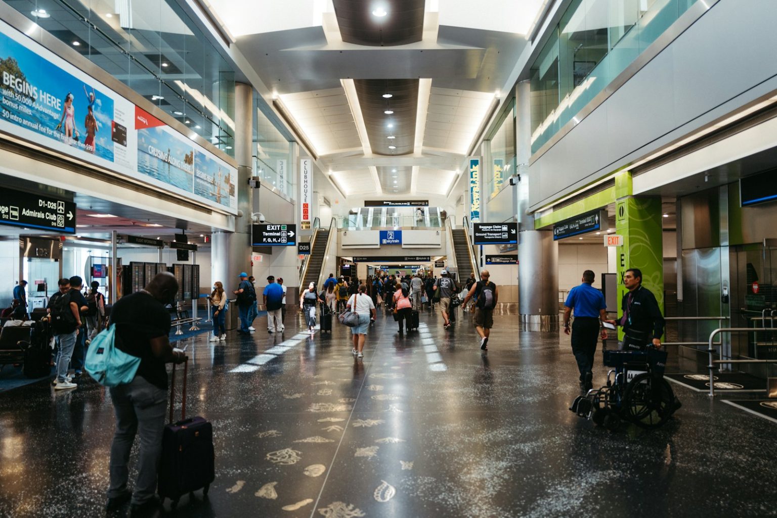 International airport arrivals hall where ground handling and meet-and-greet begins