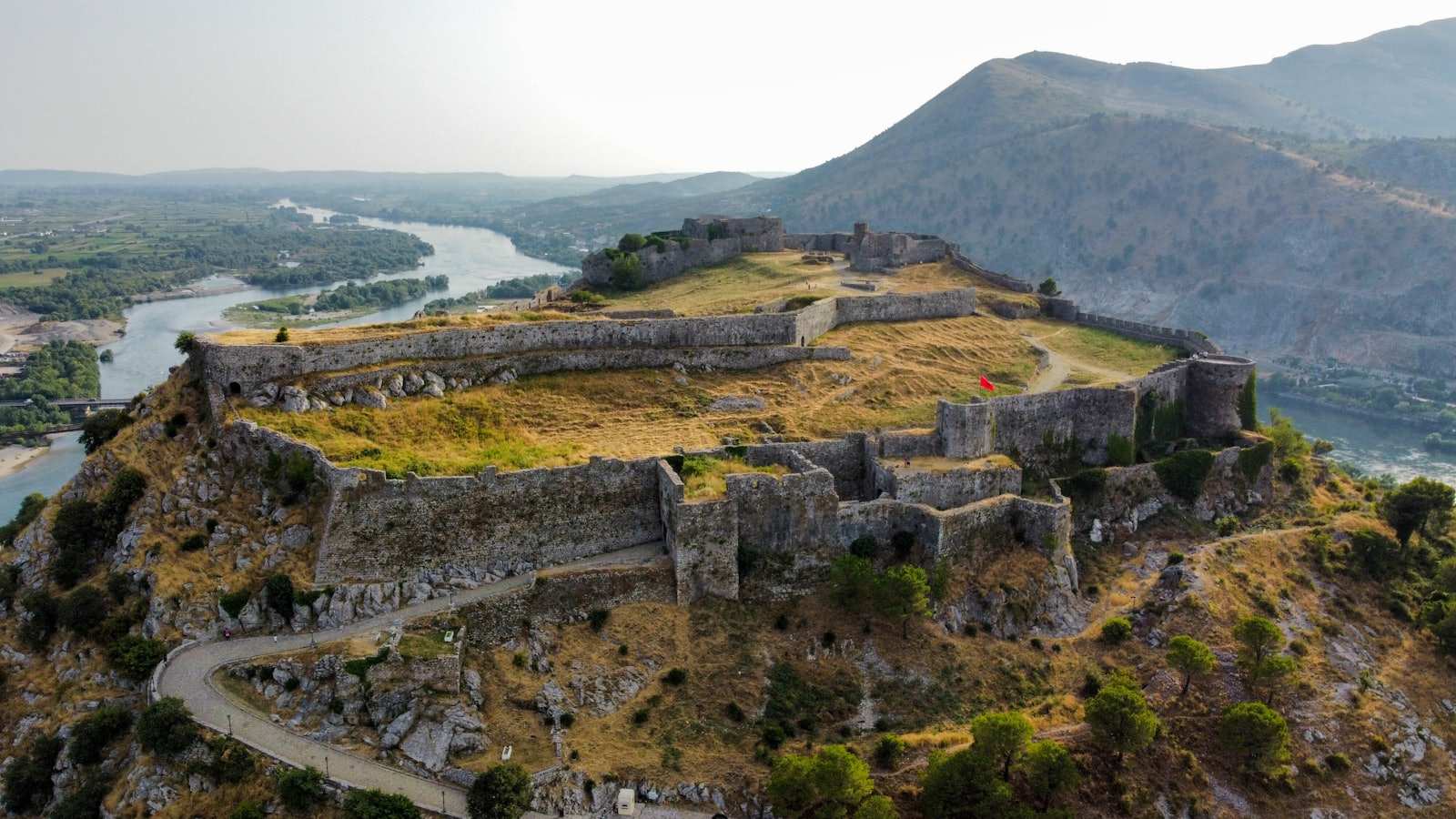 Cobbled path through Berat Castle's Kalaja quarter, still home to around 300 households